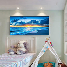 Lade das Bild in den Galerie-Viewer, Sonnenaufgang auf See - voller runder Diamant - 100x40cm
