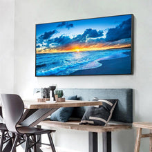 Lade das Bild in den Galerie-Viewer, Sonnenaufgang auf See - voller runder Diamant - 100x40cm

