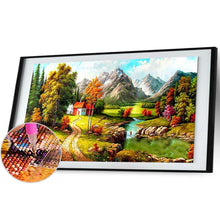 Lade das Bild in den Galerie-Viewer, Ruhiges Dorf - voller runder Diamant - 100x50cm
