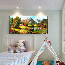 Lade das Bild in den Galerie-Viewer, Ruhiges Dorf - voller runder Diamant - 100x50cm
