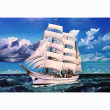 Lade das Bild in den Galerie-Viewer, Segelschiff - voller quadratischer Diamant - 50x40cm
