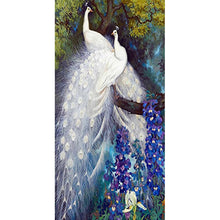 Lade das Bild in den Galerie-Viewer, Weiße Pfau - voller runder Diamant - 45x85cm
