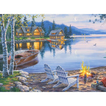 Lade das Bild in den Galerie-Viewer, Kreuz-Ctitch Berghütte - voller quadratischer Diamant - 50x40cm
