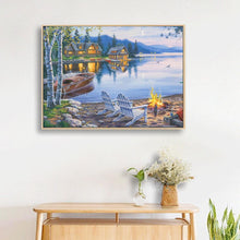 Lade das Bild in den Galerie-Viewer, Kreuz-Ctitch Berghütte - voller quadratischer Diamant - 50x40cm
