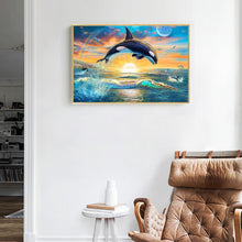 Lade das Bild in den Galerie-Viewer, Delphin - voller quadratischer Diamant - 50x40cm
