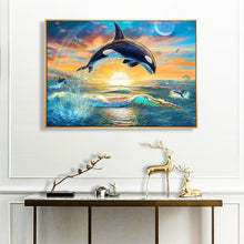 Lade das Bild in den Galerie-Viewer, Delphin - voller quadratischer Diamant - 50x40cm
