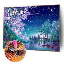 Lade das Bild in den Galerie-Viewer, Kirschblüte Nacht Szene - voller quadratischer Diamant - 50x40cm
