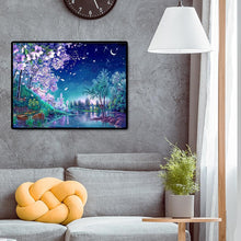 Lade das Bild in den Galerie-Viewer, Kirschblüte Nacht Szene - voller quadratischer Diamant - 50x40cm

