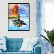 Lade das Bild in den Galerie-Viewer, Baum See Landschaft - voller quadratischer Diamant - 50x40cm
