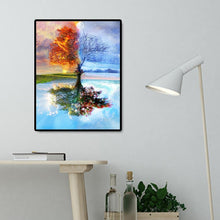 Lade das Bild in den Galerie-Viewer, Baum See Landschaft - voller quadratischer Diamant - 50x40cm
