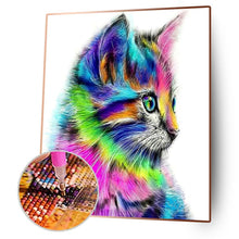 Lade das Bild in den Galerie-Viewer, Farbige Katze Handarbeit - voller quadratischer Diamant - 40x50cm
