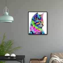 Lade das Bild in den Galerie-Viewer, Farbige Katze Handarbeit - voller quadratischer Diamant - 40x50cm

