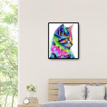 Lade das Bild in den Galerie-Viewer, Farbige Katze Handarbeit - voller quadratischer Diamant - 40x50cm
