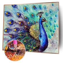 Lade das Bild in den Galerie-Viewer, Pfau - voller quadratischer Diamant - 50x40cm

