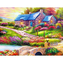 Lade das Bild in den Galerie-Viewer, Blaue Haus Landschaft - voller quadratischer Diamant - 50x40cm
