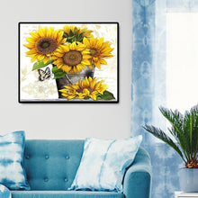 Lade das Bild in den Galerie-Viewer, Sonnenblume - teilweise quadratischer Diamant - 50x40cm
