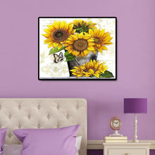 Lade das Bild in den Galerie-Viewer, Sonnenblume - teilweise quadratischer Diamant - 50x40cm
