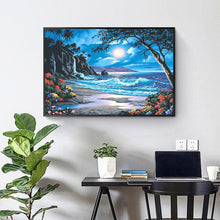 Lade das Bild in den Galerie-Viewer, Kreuz Ctitch Mondlicht am Meer - voller quadratischer Diamant - 50x40cm
