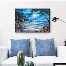 Lade das Bild in den Galerie-Viewer, Kreuz Ctitch Mondlicht am Meer - voller quadratischer Diamant - 50x40cm
