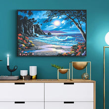 Lade das Bild in den Galerie-Viewer, Kreuz Ctitch Mondlicht am Meer - voller quadratischer Diamant - 50x40cm
