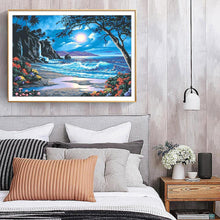 Lade das Bild in den Galerie-Viewer, Kreuz Ctitch Mondlicht am Meer - voller quadratischer Diamant - 50x40cm
