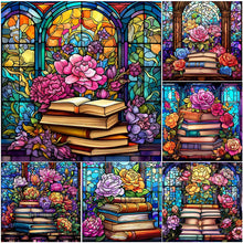 Lade das Bild in den Galerie-Viewer, Buntglas Book-voller Round Diamond Painting-30x30cm
