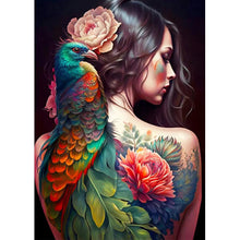 Lade das Bild in den Galerie-Viewer, Persönlichkeit Blumenmädchen Vogel zurück - Vollbild Diamond Painting
