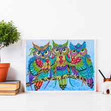 Lade das Bild in den Galerie-Viewer, Eulen-speziell geformtes Kristalldiamant-Gemälde-40 * 30cm
