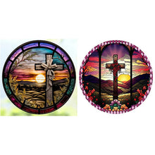 Lade das Bild in den Galerie-Viewer, Buntglas Cross-voller Round Diamond Painting-30x30cm
