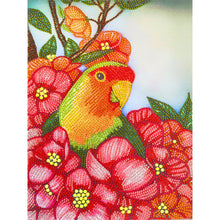 Lade das Bild in den Galerie-Viewer, Blumen-Papagei-speziell geformtes Kristall-Diamant-Gemälde-30 * 40cm
