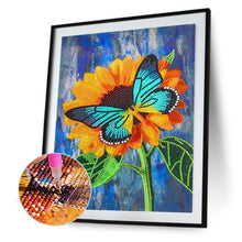 Lade das Bild in den Galerie-Viewer, Schmetterlings-Sonnenblume-speziell geformtes Kristalldiamant-Gemälde-30*40cm
