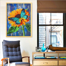 Lade das Bild in den Galerie-Viewer, Schmetterlings-Sonnenblume-speziell geformtes Kristalldiamant-Gemälde-30*40cm

