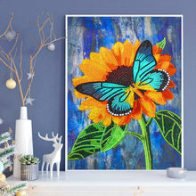 Lade das Bild in den Galerie-Viewer, Schmetterlings-Sonnenblume-speziell geformtes Kristalldiamant-Gemälde-30*40cm

