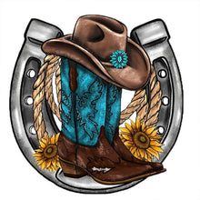Lade das Bild in den Galerie-Viewer, Western-Cowboy-Stiefelhut-Vollrundes Diamantgemälde-30x30cm
