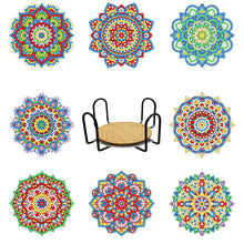 Lade das Bild in den Galerie-Viewer, 8 Stück/Set + 1 Lagerregal-Mandala-Holz Diamond Untersetzer
