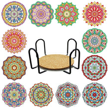 Lade das Bild in den Galerie-Viewer, 8 Stück/Set + 1 Lagerregal-Mandala-Holz Diamond Untersetzer
