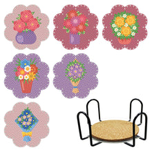 Lade das Bild in den Galerie-Viewer, 6 teile/satz +1 lagerregal-Blumen-Holz Diamond Untersetzer
