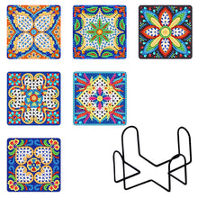 Lade das Bild in den Galerie-Viewer, 6 Stück/Set + 1 Lagerregal-Mandala-Holz Diamond Untersetzer
