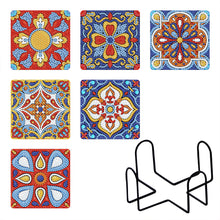 Lade das Bild in den Galerie-Viewer, 6 Stück/Set + 1 Lagerregal-Mandala-Holz Diamond Untersetzer
