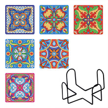 Lade das Bild in den Galerie-Viewer, 6 Stück/Set + 1 Lagerregal-Mandala-Holz Diamond Untersetzer
