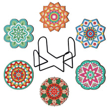 Lade das Bild in den Galerie-Viewer, 8 Stück/Set + 1 Lagerregal-Mandala-Holz Diamond Untersetzer
