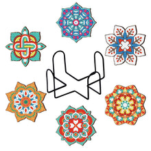 Lade das Bild in den Galerie-Viewer, 8 Stück/Set + 1 Lagerregal-Mandala-Holz Diamond Untersetzer
