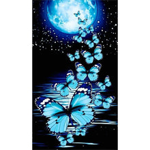 Lade das Bild in den Galerie-Viewer, Mondlicht-Schmetterlings- Vollbild Diamond Painting-40x70cm

