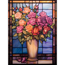 Lade das Bild in den Galerie-Viewer, Buntglas Rose-Voller Round Diamond Painting-30x40cm
