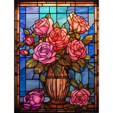 Lade das Bild in den Galerie-Viewer, Buntglas Rose-Voller Round Diamond Painting-30x40cm
