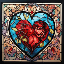 Lade das Bild in den Galerie-Viewer, Buntglas  Heart-Full Round Diamond Painting-30x30cm
