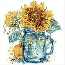 Lade das Bild in den Galerie-Viewer, Sonnenblumen-Glasflasche – teilweise Sonderangebot Diamond Painting-30x30cm
