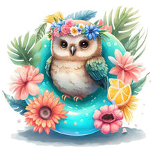 Lade das Bild in den Galerie-Viewer, Summer Swimming Owl-voller Round Diamond Painting-30x30cm
