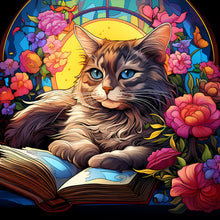 Lade das Bild in den Galerie-Viewer, Buntglas Cat-voller Round Diamond Painting-30x30cm
