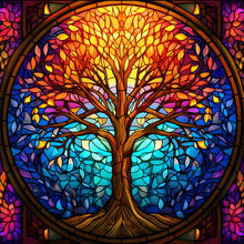 Lade das Bild in den Galerie-Viewer, Buntglas Tree-voller Round Diamond Painting-30x30cm
